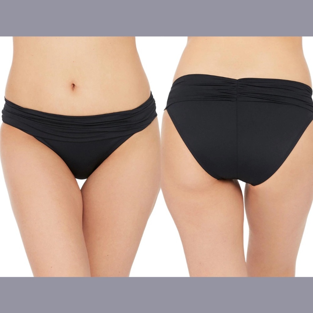 NEW La Blanca [ 16 US ] Island Goddess Shirred‎ Band Hipster Bottom BLK
